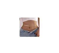 Chinovi 2PCS 18K Gold Plated Waist Chains for Women Adjustable Pearl Figaro Belly Chain for the Waist Gold CZ Herringbone Waist Body Chain Summer Beach Sexy Bikini Body Jewelry for Women(25-43Inch), M