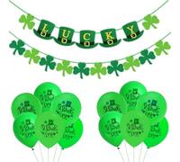 CHINS St Patricks Day Decorations, St. Patrick's Day Banner Decor, Irish Felt Shamrock Garland Banner Bunting for St Patrick's Day Decoration Irish Party Supplies -2Pcs Banners & 12Pcs Balloons