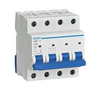 Chint NB1-63C4P32 Series Miniature Circuit Breaker, 32 A, 4 Pole, C Curve, 6 kA