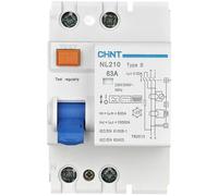 Chint NL210 RCCB 63A 30mA 240V 10kA; Protects Against Fault Currents