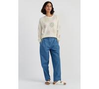 Chinti & Parker 100% Cotton Denim Chambray Daisy Trousers SPRING BLUE AMAZONITE