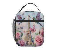 Chintiz Colorful Bird Phil Insulated Kids Lunch Bag, Reusable Lunch Box with Front Pocket Side Mesh, Waterproof Leakproof Lunch Tote for School Travel Picnic Beach Work Boys Girls