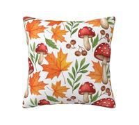 Chintiz Decorative Throw Pillow Covers 55x55cm - Maple Leaf Mushroom Aesthetic Soft Plush Pillowcase Square Cushion Case with Zipper for Couch Living Room Bedroom Home Decor