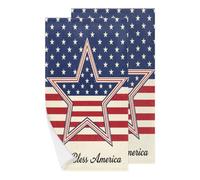 Chintiz Hand Towels Set of 2 - God Bless America Highly Absorbent Soft Bath Shower Face Towel for Kids Bathroom Kitchen Dorm Hotel Spa Farmhouse Guest Tea