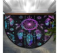 Chintiz Purple Tribe Dreamcatcher Net Half Round Doormat 36x24 In, Soft Absorbent Entrance Rug with Non-Slip Backing, Indoor Welcome Mat for Entryway Bedroom Kitchen Office
