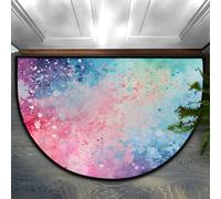 Chintiz Red Ink Abstract Half Round Doormat 36x24 In, Soft Absorbent Entrance Rug with Non-Slip Backing, Indoor Welcome Mat for Entryway Bedroom Kitchen Office