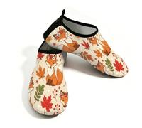 Chintiz Water Shoes for Women Men, Fall Fox Maple Leaf Non-Slip Quick Dry Soft Barefoot Aqua Socks for Summer Beach Pool Surfing Yoga Exercise