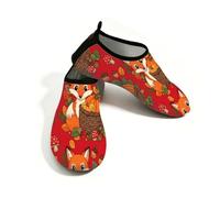 Chintiz Water Shoes for Women Men, Fall Fox Pumpkin Non-Slip Quick Dry Soft Barefoot Aqua Socks for Summer Beach Pool Surfing Yoga Exercise