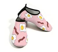 Chintiz Water Shoes for Women Men, Fried Eggs Bacon Non-Slip Quick Dry Soft Barefoot Aqua Socks for Summer Beach Pool Surfing Yoga Exercise