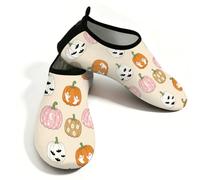 Chintiz Water Shoes for Women Men, Halloween Pumpkin Bats Ghosts Non-Slip Quick Dry Soft Barefoot Aqua Socks for Summer Beach Pool Surfing Yoga Exercise