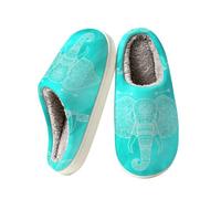 Chintiz Women's Slippers Memory Foam Fuzzy Soft Warm House Shoes | Non-slip Rubber Sole, Bedroom Slip On, Comfy Fleece Lined, Indoor Outdoor, Bohemian Mandala Elephant
