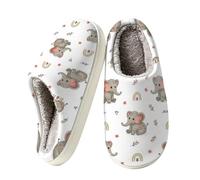 Chintiz Women's Slippers Memory Foam Fuzzy Soft Warm House Shoes | Non-slip Rubber Sole, Bedroom Slip On, Comfy Fleece Lined, Indoor Outdoor, Boho Baby Elephant