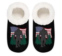 Chintiz Women's Soft Cozy Warm Ladies Slippers Socks for Women Men, American Flag Bigfoot Fuzzy Plush Non-slip Closed Back House Shoes for Winter Bedroom Indoor Outdoor