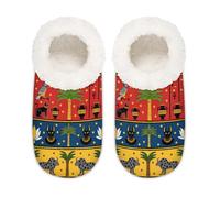 Chintiz Women's Soft Cozy Warm Ladies Slippers Socks for Women Men, Ancient Egypt Fuzzy Plush Non-slip Closed Back House Shoes for Winter Bedroom Indoor Outdoor