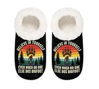 Chintiz Women's Soft Cozy Warm Ladies Slippers Socks for Women Men, Bear Paw Forest Bigfoot Fuzzy Plush Non-slip Closed Back House Shoes for Winter Bedroom Indoor Outdoor