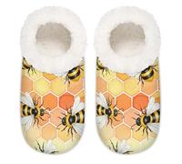 Chintiz Women's Soft Cozy Warm Ladies Slippers Socks for Women Men, Beehive Fuzzy Plush Non-slip Closed Back House Shoes for Winter Bedroom Indoor Outdoor