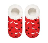 Chintiz Women's Soft Cozy Warm Ladies Slippers Socks for Women Men, Christmas Dog Woof Fuzzy Plush Non-slip Closed Back House Shoes for Winter Bedroom Indoor Outdoor