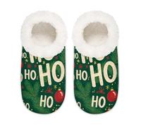 Chintiz Women's Soft Cozy Warm Ladies Slippers Socks for Women Men, Christmas Holly Fuzzy Plush Non-slip Closed Back House Shoes for Winter Bedroom Indoor Outdoor
