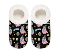 Chintiz Women's Soft Cozy Warm Ladies Slippers Socks for Women Men, Cute Ghosts Flowers Fuzzy Plush Non-slip Closed Back House Shoes for Winter Bedroom Indoor Outdoor