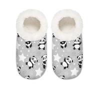 Chintiz Women's Soft Cozy Warm Ladies Slippers Socks for Women Men, Cute Panda Star Fuzzy Plush Non-slip Closed Back House Shoes for Winter Bedroom Indoor Outdoor
