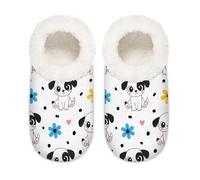 Chintiz Women's Soft Cozy Warm Ladies Slippers Socks for Women Men, Cute Puppy Floral Fuzzy Plush Non-slip Closed Back House Shoes for Winter Bedroom Indoor Outdoor