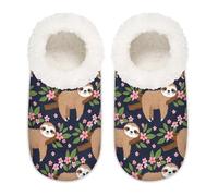 Chintiz Women's Soft Cozy Warm Ladies Slippers Socks for Women Men, Cute Sloth Fuzzy Plush Non-slip Closed Back House Shoes for Winter Bedroom Indoor Outdoor