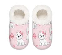 Chintiz Women's Soft Cozy Warm Ladies Slippers Socks for Women Men, Cute White Puppy Fuzzy Plush Non-slip Closed Back House Shoes for Winter Bedroom Indoor Outdoor