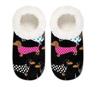 Chintiz Women's Soft Cozy Warm Ladies Slippers Socks for Women Men, Dachshunds Fuzzy Plush Non-slip Closed Back House Shoes for Winter Bedroom Indoor Outdoor