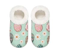Chintiz Women's Soft Cozy Warm Ladies Slippers Socks for Women Men, Daisy Spring Easter Fuzzy Plush Non-slip Closed Back House Shoes for Winter Bedroom Indoor Outdoor