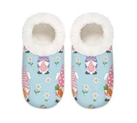 Chintiz Women's Soft Cozy Warm Ladies Slippers Socks for Women Men, Daisy Spring Easter Gnome Fuzzy Plush Non-slip Closed Back House Shoes for Winter Bedroom Indoor Outdoor