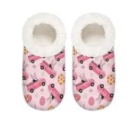 Chintiz Women's Soft Cozy Warm Ladies Slippers Socks for Women Men, Easter Daisy Truck Fuzzy Plush Non-slip Closed Back House Shoes for Winter Bedroom Indoor Outdoor