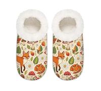 Chintiz Women's Soft Cozy Warm Ladies Slippers Socks for Women Men, Fall Fox Rabbit Fuzzy Plush Non-slip Closed Back House Shoes for Winter Bedroom Indoor Outdoor