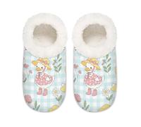 Chintiz Women's Soft Cozy Warm Ladies Slippers Socks for Women Men, Flowerbed Duckling Fuzzy Plush Non-slip Closed Back House Shoes for Winter Bedroom Indoor Outdoor
