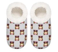 Chintiz Women's Soft Cozy Warm Ladies Slippers Socks for Women Men, Frog Bowtie Fuzzy Plush Non-slip Closed Back House Shoes for Winter Bedroom Indoor Outdoor
