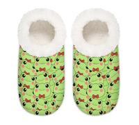 Chintiz Women's Soft Cozy Warm Ladies Slippers Socks for Women Men, Frog Fuzzy Plush Non-slip Closed Back House Shoes for Winter Bedroom Indoor Outdoor