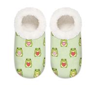 Chintiz Women's Soft Cozy Warm Ladies Slippers Socks for Women Men, Frog Heart Fuzzy Plush Non-slip Closed Back House Shoes for Winter Bedroom Indoor Outdoor