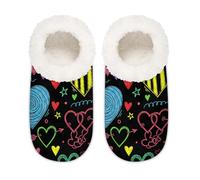 Chintiz Women's Soft Cozy Warm Ladies Slippers Socks for Women Men, Love Valentines Day Fuzzy Plush Non-slip Closed Back House Shoes for Winter Bedroom Indoor Outdoor