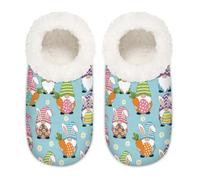 Chintiz Women's Soft Cozy Warm Ladies Slippers Socks for Women Men, Spring Daisy Easter Gnome Fuzzy Plush Non-slip Closed Back House Shoes for Winter Bedroom Indoor Outdoor