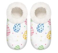 Chintiz Women's Soft Cozy Warm Ladies Slippers Socks for Women Men, Spring Easter Eggs Fuzzy Plush Non-slip Closed Back House Shoes for Winter Bedroom Indoor Outdoor