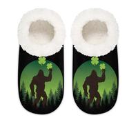 Chintiz Women's Soft Cozy Warm Ladies Slippers Socks for Women Men, St. Patrick's Day Shamrock Bigfoot Fuzzy Plush Non-slip Closed Back House Shoes for Winter Bedroom Indoor Outdoor