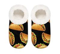 Chintiz Women's Soft Cozy Warm Ladies Slippers Socks for Women Men, Taco Fuzzy Plush Non-slip Closed Back House Shoes for Winter Bedroom Indoor Outdoor
