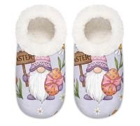 Chintiz Women's Soft Cozy Warm Ladies Slippers Socks for Women Men, Tulip Daisy Gnome Easter Fuzzy Plush Non-slip Closed Back House Shoes for Winter Bedroom Indoor Outdoor