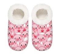 Chintiz Women's Soft Cozy Warm Ladies Slippers Socks for Women Men, Valentine Pig Fuzzy Plush Non-slip Closed Back House Shoes for Winter Bedroom Indoor Outdoor