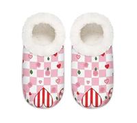 Chintiz Women's Soft Cozy Warm Ladies Slippers Socks for Women Men, Valentines Day Fuzzy Plush Non-slip Closed Back House Shoes for Winter Bedroom Indoor Outdoor