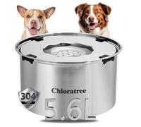 Chioratree Dog Water Bowl No Spill,5.6L/1.5Gal Large Spill Proof Water Bowl for Dogs,Stainless Steel Slobber Stopper Slow Drinking Dog Bowl Anti Splash Pet Water Dispenser for Messy Drinkers