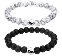 Chiorgone 2 Pcs Yin Yang Couples Bracelets - Matching Feng Shui Bracelet for Boyfriend & Girlfriend - Long Distance Touch Bond Bracelet for Him & Her
