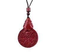 Chiorgone Cinnabar Feng Shui Wealth Amulet Necklace - Mountain Ghost Coin Pendant with Pi Xiu for Prosperity, Unique Gift for Good Luck.
