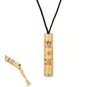 Chiorgone Copper Gold Plated Guardian Buddha Pendant with Six Charms Mantra Necklace Engraved Lucky Talisman, Black Rope Adjustable Length Jewelry for Daily Wear & Gifts
