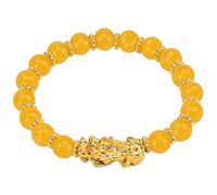 Chiorgone Golden Feng Shui Pixiu Bracelet - Wealth & Protection Charm for Men & Women, Adjustable Elastic Band, Handmade Spiritual Accessory for Abundance & Success
