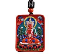 Chiorgone Handmade Cinnabar Zodiac Patron Buddha Pendant, Painted Feng Shui Amulet, Spiritual Protection Jewelry for Men & Women (Goat & Monkey)